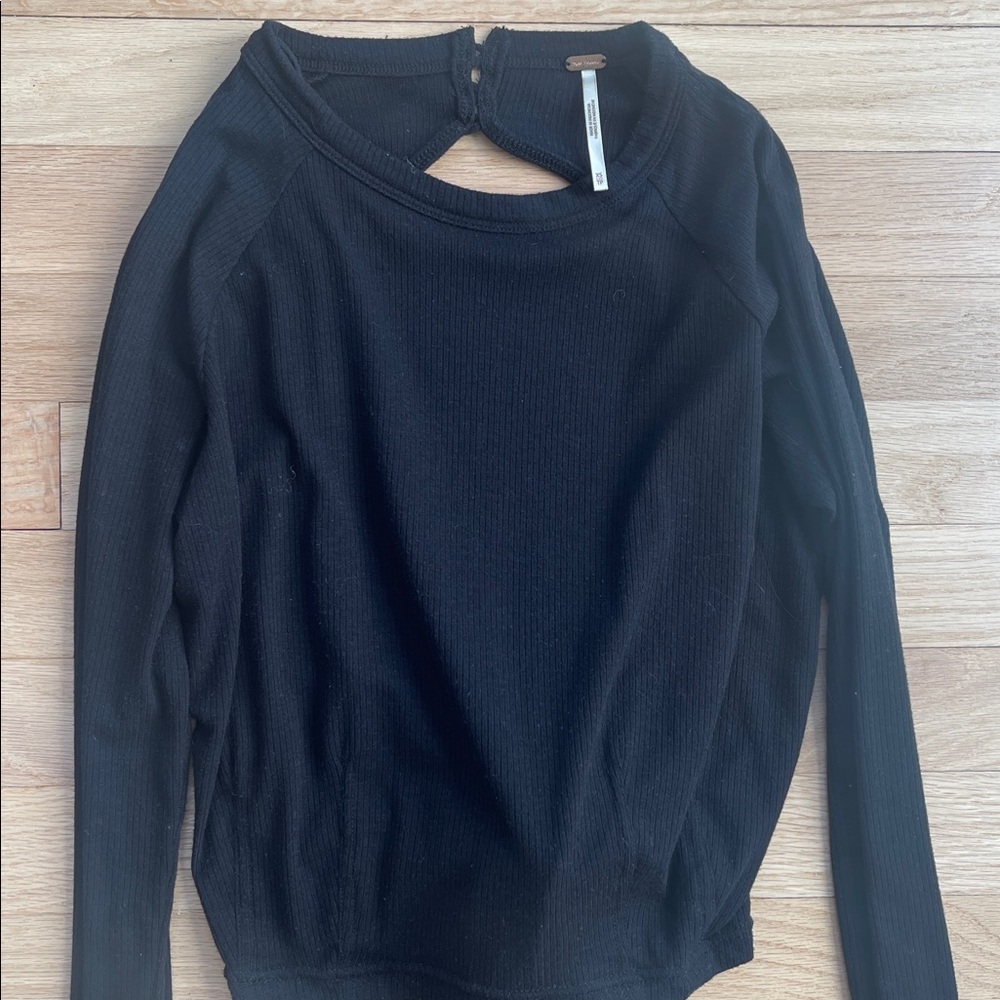 Free people size XS Black Long Sleeve Tie-Back Top - Picture 7 of 12